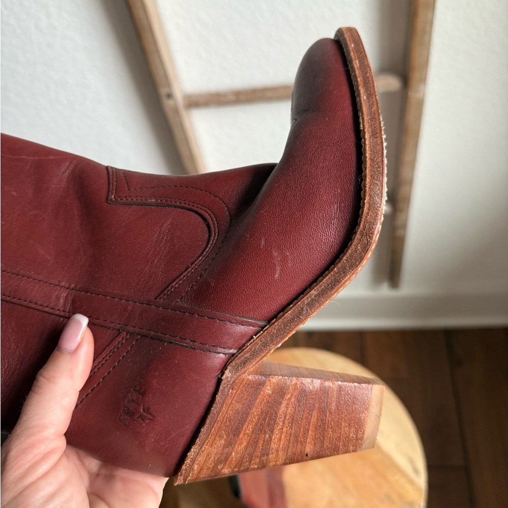 Frye Vintage Mid Calf Cognac Heeled Cowgirl Boots sz: 5B - Picture 8 of 11